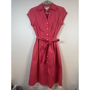 Banana Republic Callie Shirt Dress Coral  Women's Sz 6P Stretch Cotton Poplin